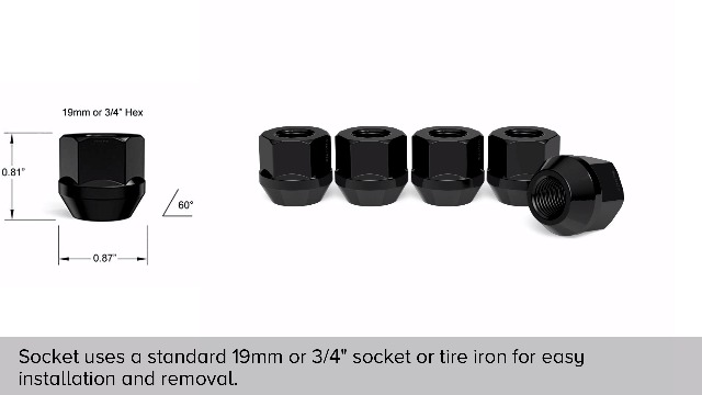 20pcs Black Open End Lug Nuts - 7/16